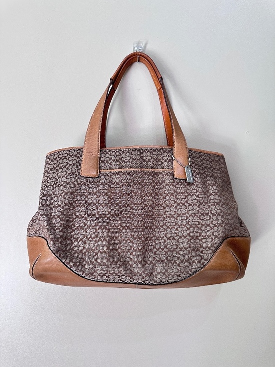 Coach Handbags - Vintage Coach Brown Khaki Hobo Bag 6621 with C Signature and Leather Top Handle